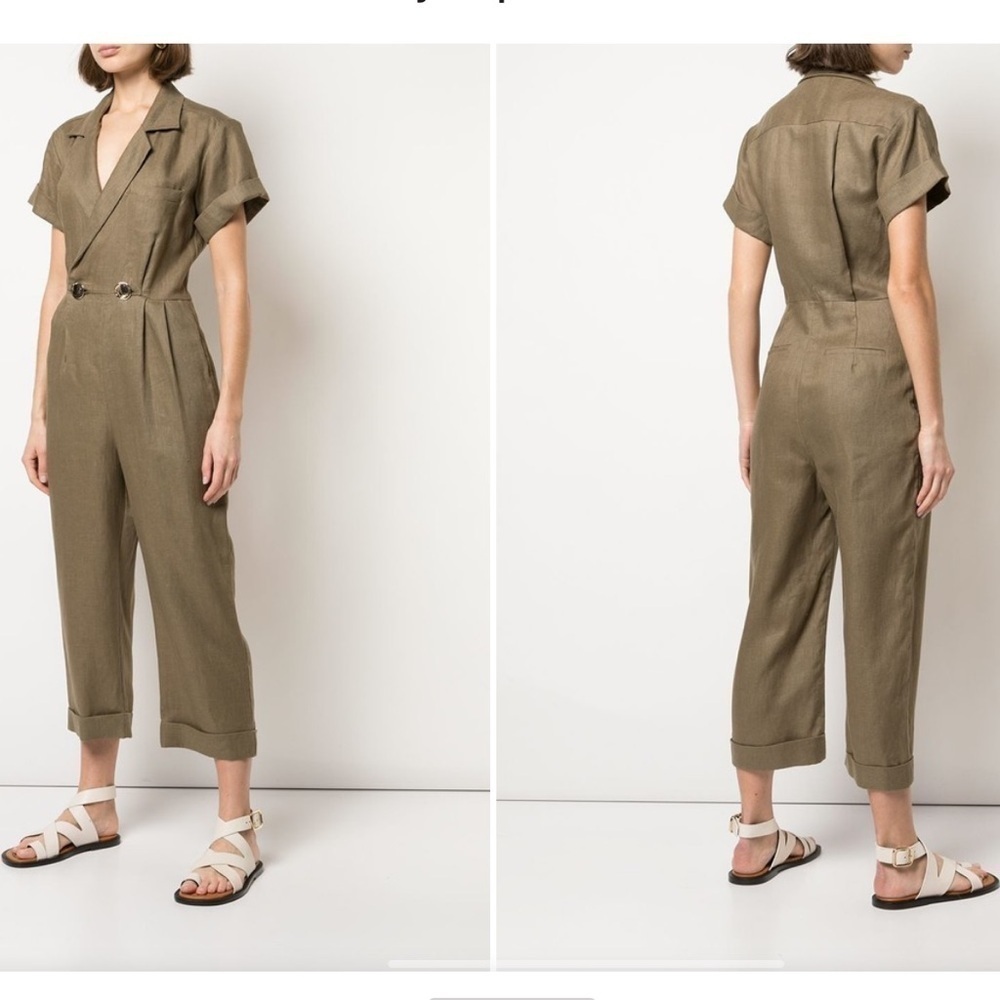 Nicholas “Rumi” Linen jumpsuit in Olive - Picture 2 of 13
